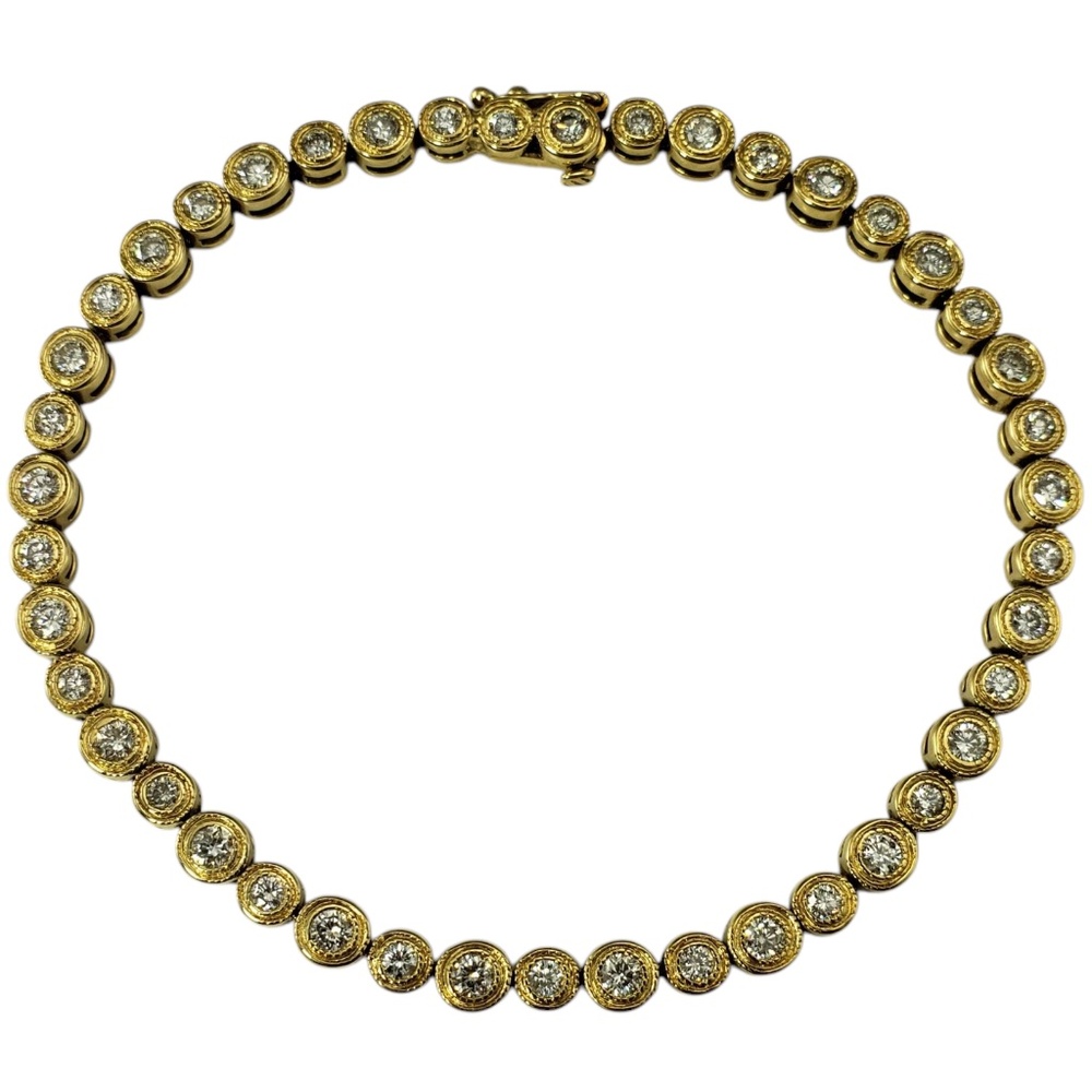 18 Karat Yellow Gold Diamond Tennis Bracelet  #21795